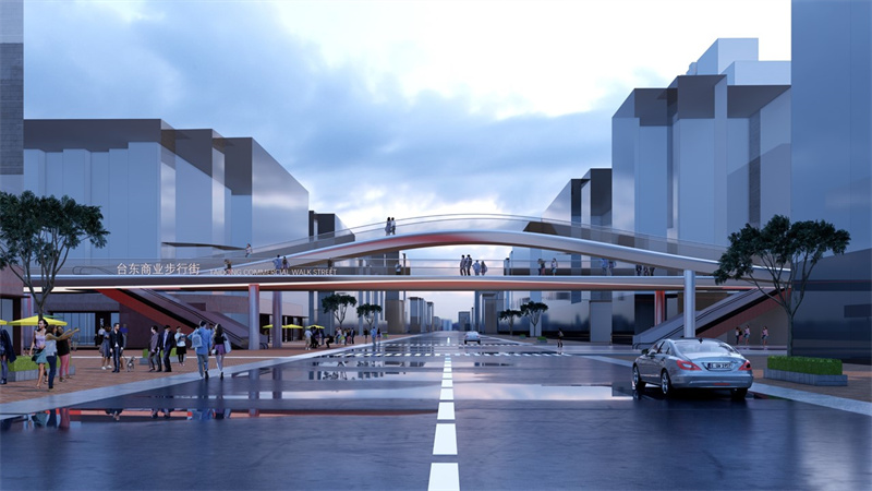 青島市北區(qū)臺(tái)東三路過(guò)街天橋?qū)ⅰ白兡槨背删坝^ 已啟動(dòng)重建